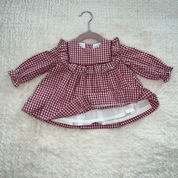Edgehill Collection Red Gingham Baby Dress and Bloomers Set - Picture 2 of 4